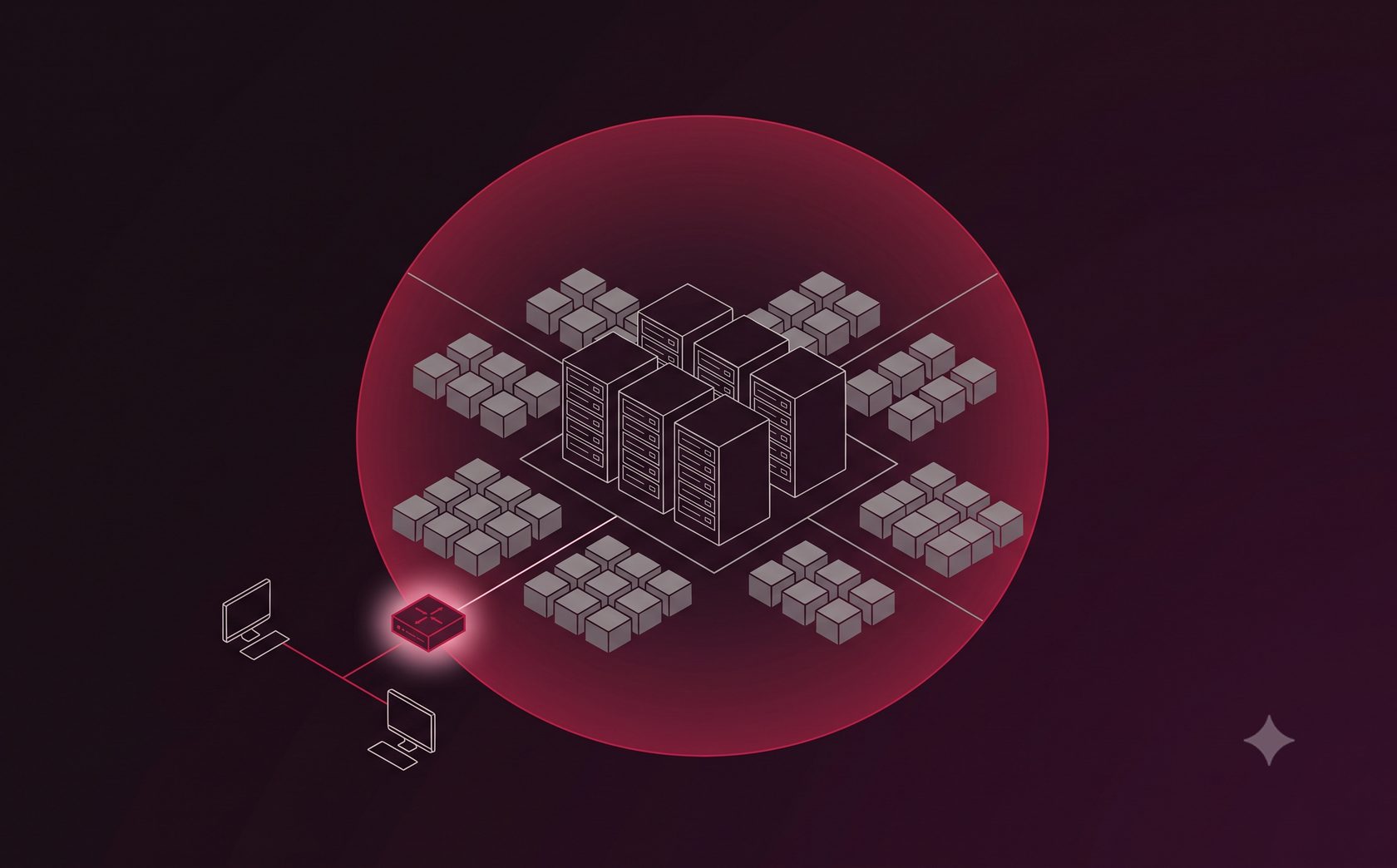 vGate Enterprise — secured virtualization perimeter, architecture illustration
